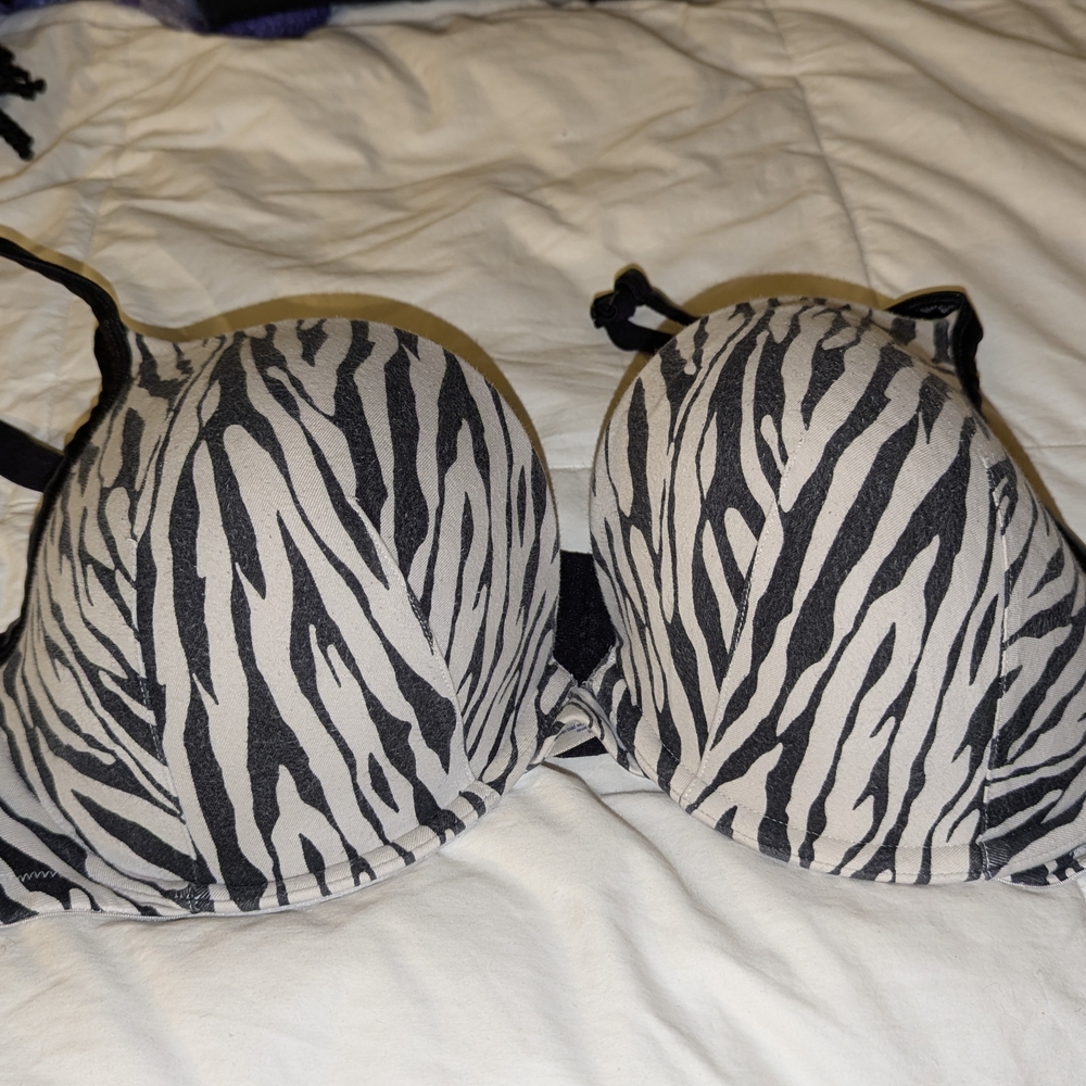 Lane Bryant Cacique Black and White Zebra Print Bra Size 42DD
